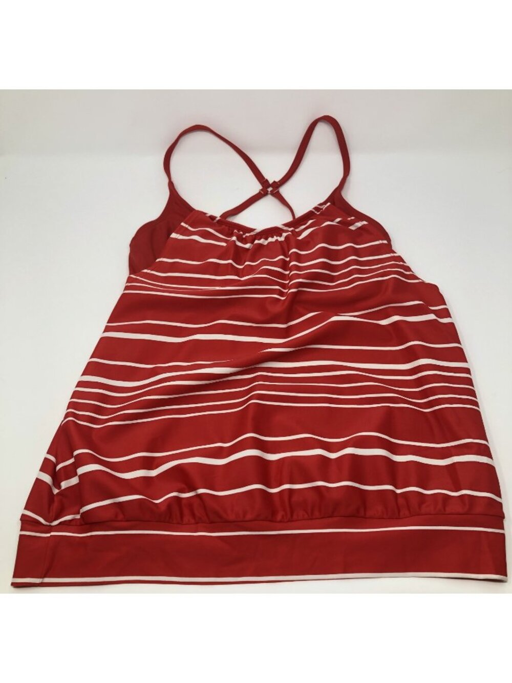 Athleta Encinitas Blousy Tankini Swim Top Size 32 B/C Tall Red White